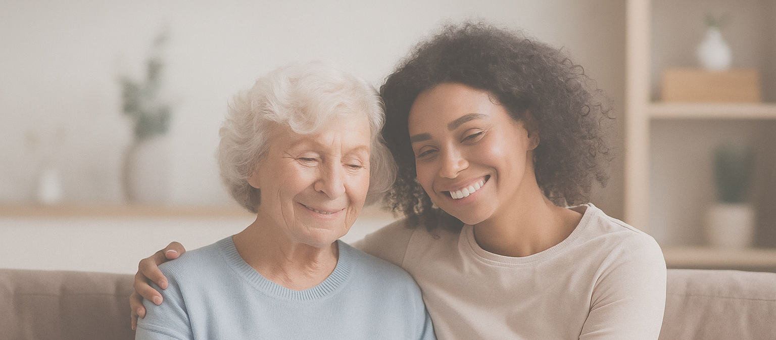 Happy older person at home